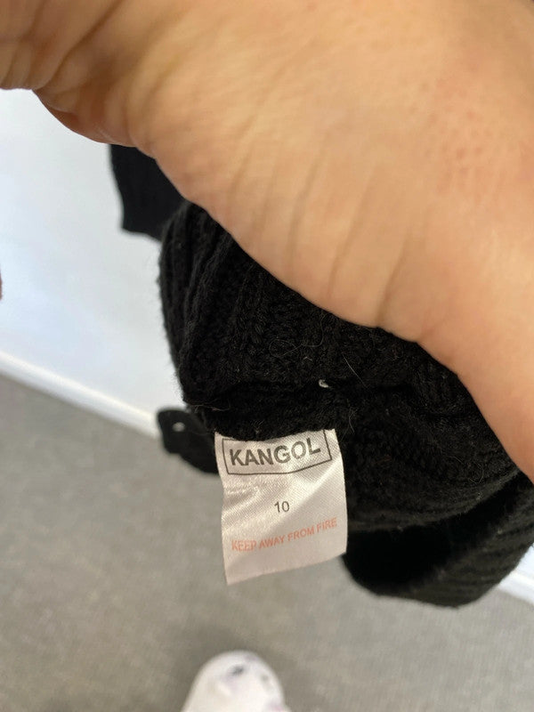 Lovely kangol cable knit cardigan black slouchy 10 JR001