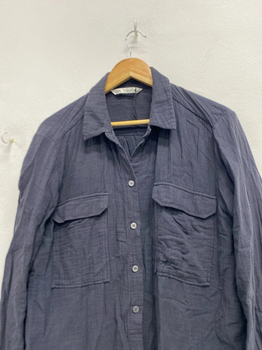 Lovely Zara navy cotton shirt UK L KS002