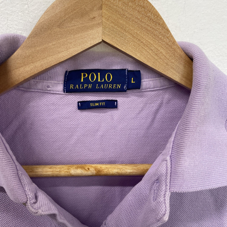 Polo Ralph Lauren Slim Fit Polo Shirt - Lavender Lilac Size Large LL003
