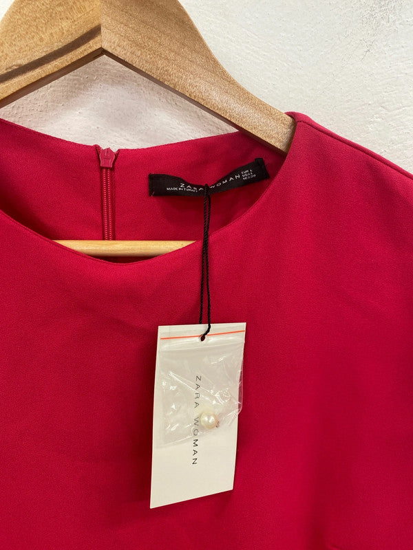 Zara Gorgeous Hot Pink Pearl Detail Mini Dress Size L NN001