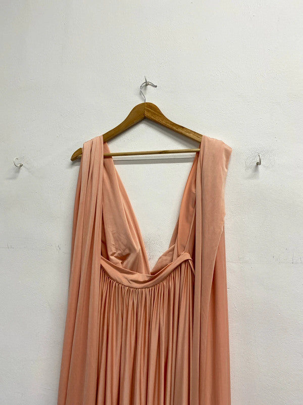 Fabulous Eliza & Ethan peach maxi dress with boob modesty tube Uk14-20 CR002