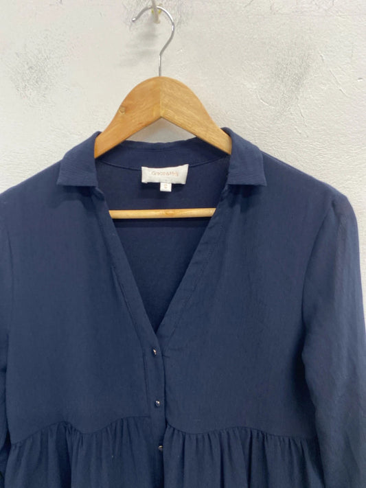 Lovely grace & mila smock midi navy dress UK S JB003