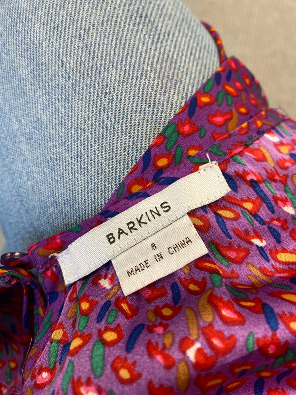 Fabulous Barkins purple ditsy slinky summer dress Uk8 JM005