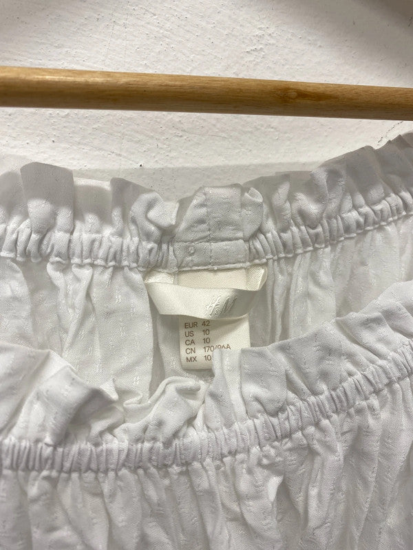 Lovely Classic H&M white gypsy Bardot top Uk14 loose fit IM001