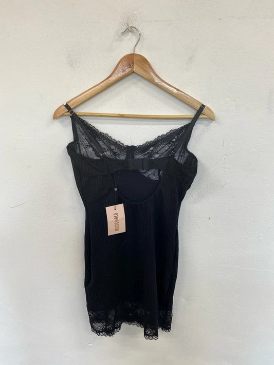 Missguided Gorgeous Black Lace Slip Lingerie UK 12 PJ001