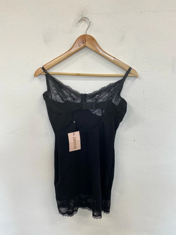 Missguided Gorgeous Black Lace Slip Lingerie UK 12 PJ001