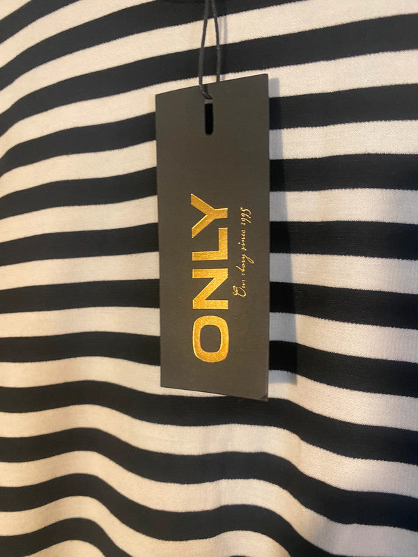 ONLY fabulous black & White striped Dress UkM New LB001