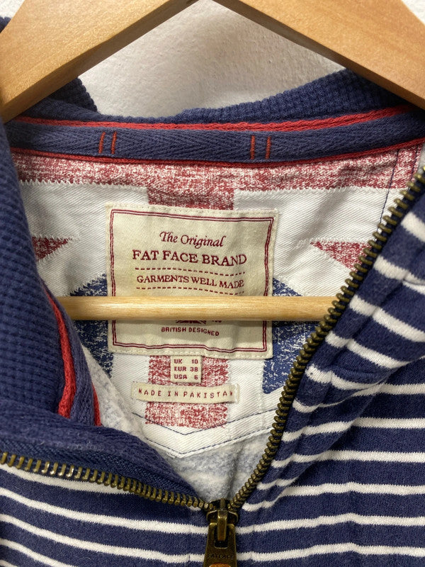 FatFace Nautical Vibes Blue & White Stripe Zip Up Hoodie UK 10 JA002