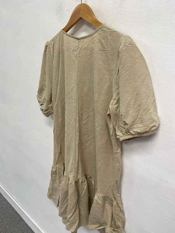 Stunning boho chic neutral colour smock dress Uk16 CR002