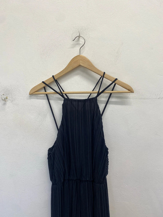 Stunning next navy pleated midi jumpsuit cross shoulder UK 10 MB001