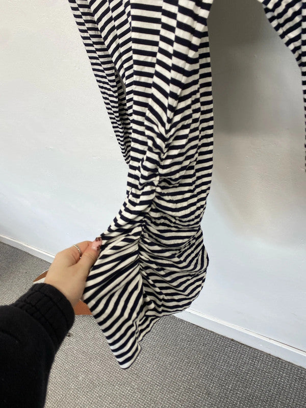 Lovely Isabella Oliver black white stripe high neck maternity dress UK 14 NN001