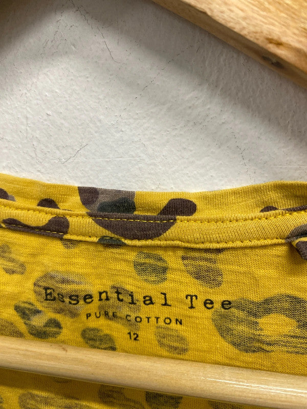 Fab Y2K yellow leopard T shirt Uk12 principles KD001