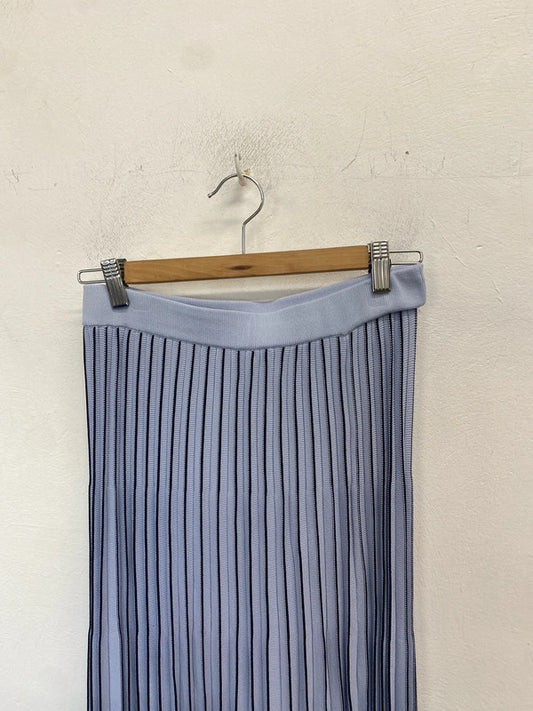 Stunning mango pleated blue black split hem midi skirt UK M HS001