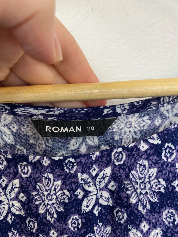 Roman Elegant Purple Boho Smock Dress UK 20 IM001