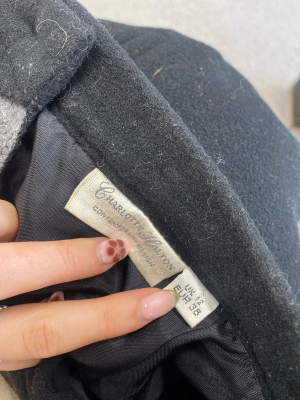Lovely Charlotte Halton black wool skirt vintage midi UK 12 MM005
