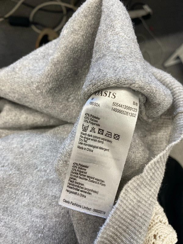 Lovely duo of jumpers oasis tu grey cream crochet UK 14 #1 LN001