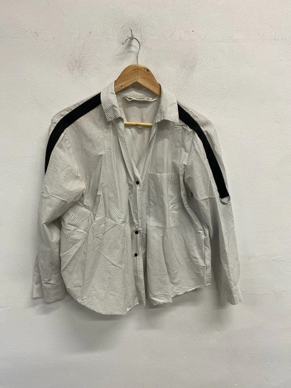 Stunning zara white black spotted shirt UK M JB001