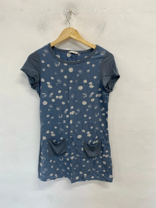 Gorgeous white stuff blue distressed spots tunic dress UK 10 MM005