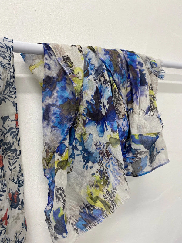Fabulous duo of floral watercolour abstract scarves IM001
