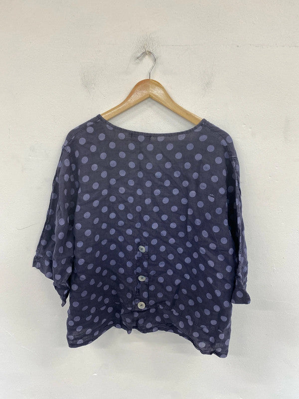 Ella Moda Stylish Navy Polkadot Loose Fit Blouse Size S MM005