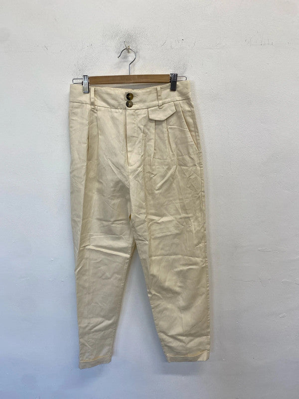 Lovely mango cream linen trousers suit UK 10 CJ001