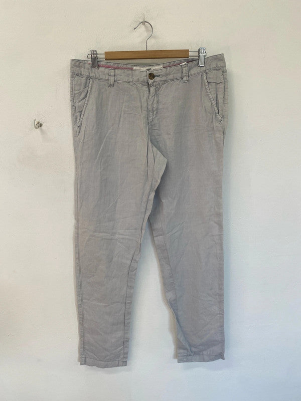 Gorgeous casual linen blend H&M trousers pale grey 16 KM003