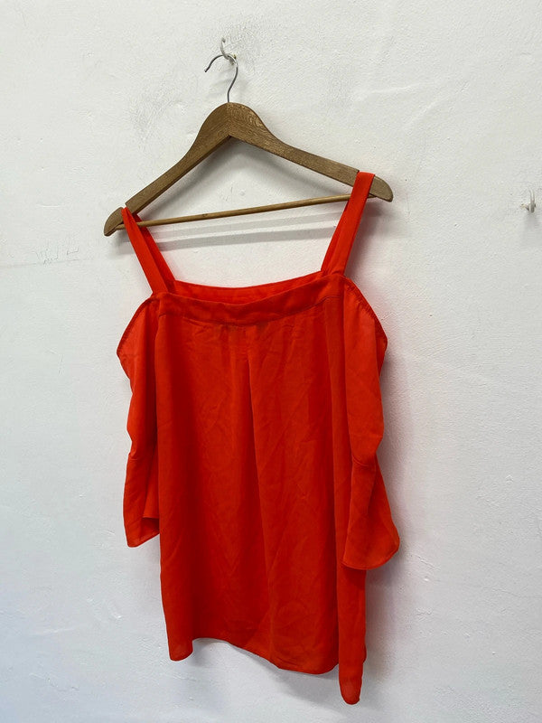 Fabulous Dorothy Perking cold shoulder orange loose top Uk14 LW005