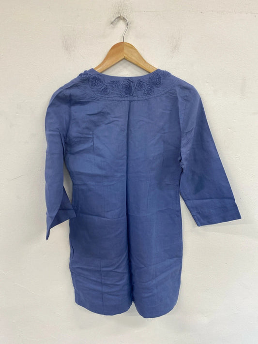 Boden Stylish Blue Abstract Floral Detail Tunic Dress UK 8 MM005