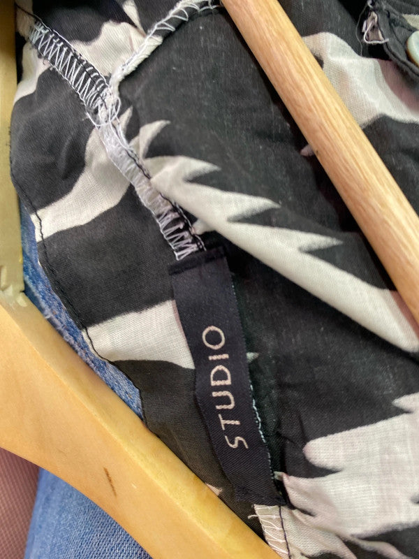 Fabulous Studio Abstract smock puff sleeve shirt mini dress UkXL IM001