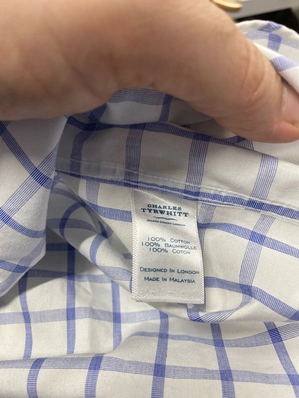 Duo of Mens classic shirts stripe check 16.5 Charles Tyrwhitt M&S bundle 61 JS004