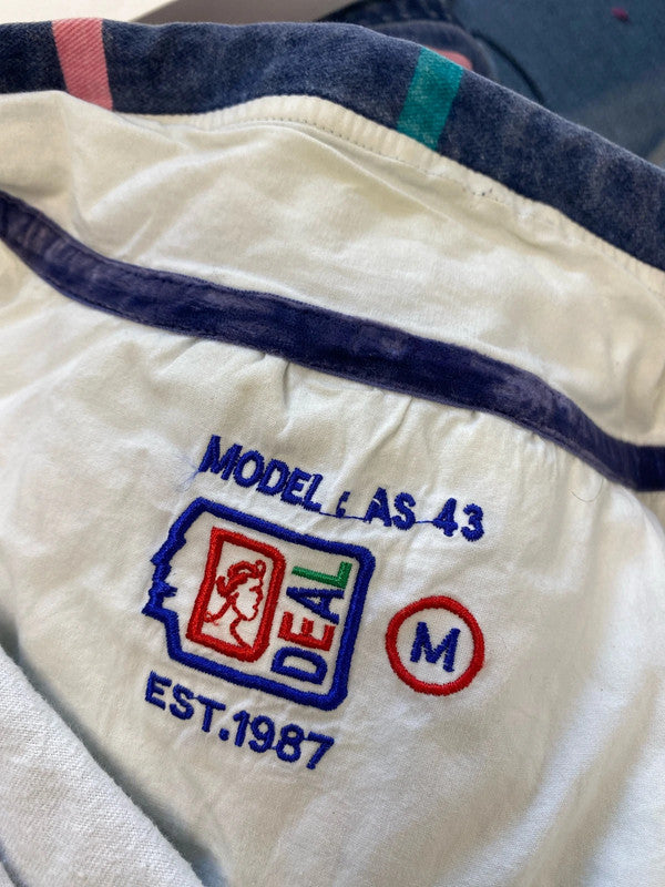 Stunning deal denim striped 1/4 zip top UK M MW001