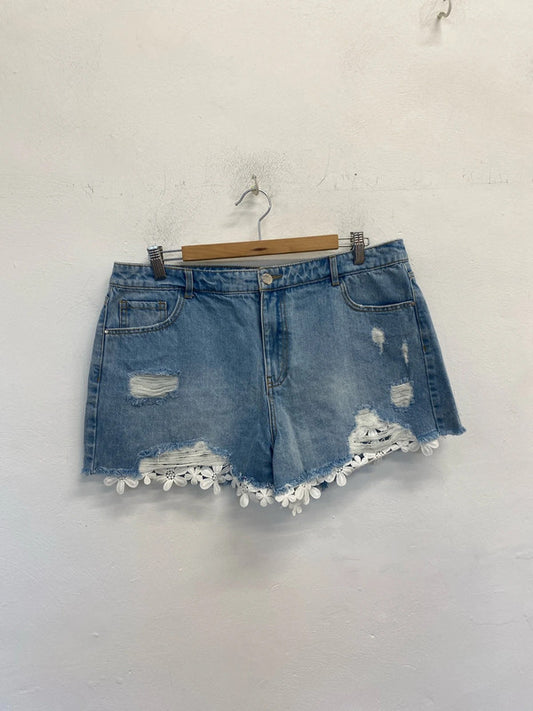 Fabulous Very Super flower power shorts denim Uk16 GW001