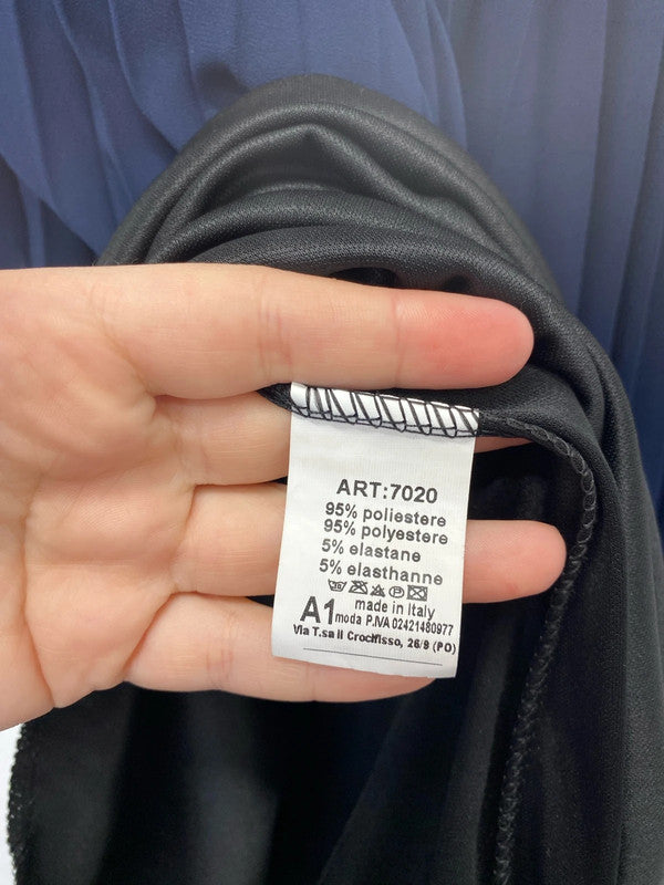 Made In Italy Elegant Navy Pleated Maxi Skirt Size M CD001