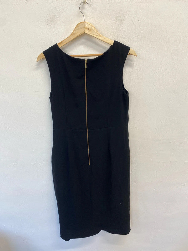 Lovely coast ruched zip black midi dress sleeveless UK 14 MW001