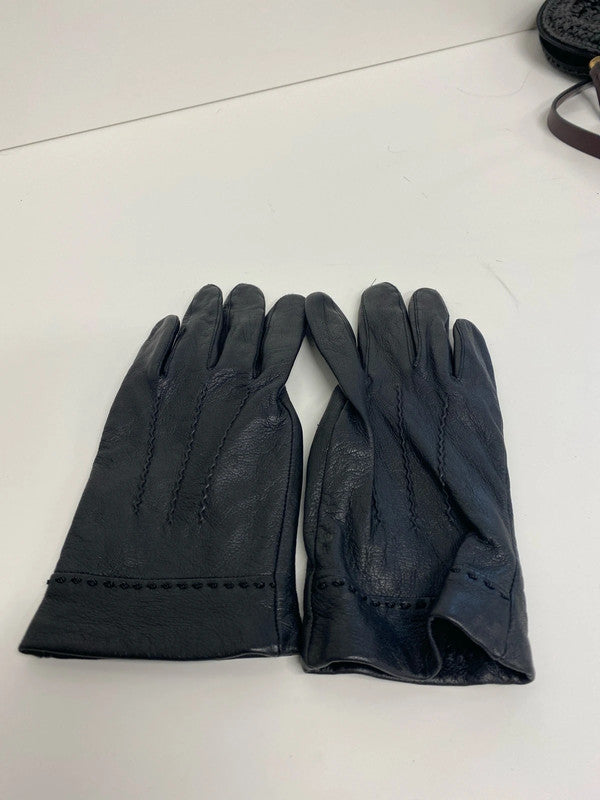 Fabulous Fiore black ladies leather gloves UkM/L LD003