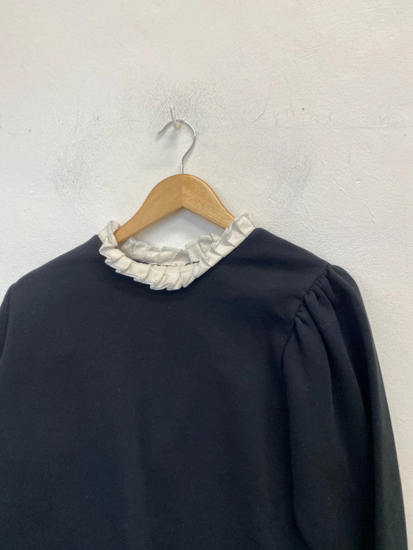 Lovely zara black frill neck jumper UK M JB001