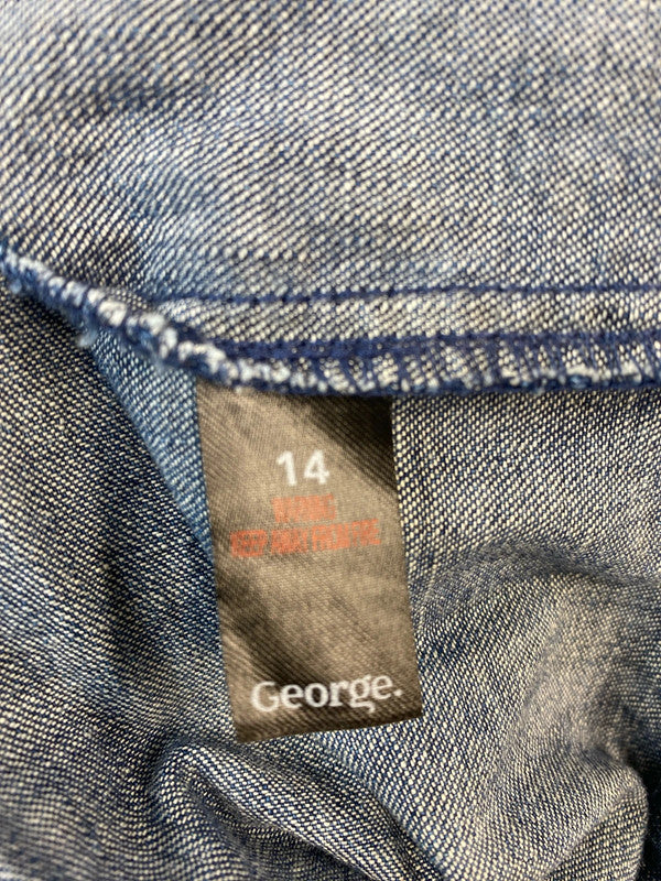 Fabulous boho chic denim smock dress by George Uk14 LB005