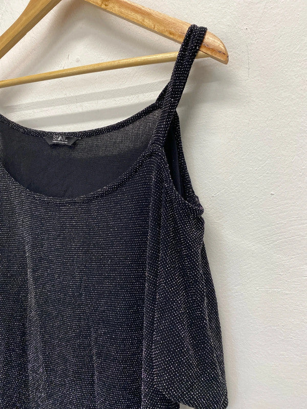 Fabulous simply be sparkly black cold shoulder top Uk20 RM002