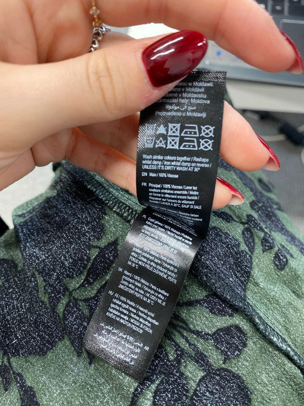 Gorgeous F&F green floral smock dress midi UK 12 LB005