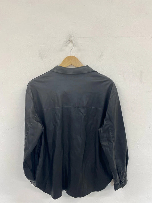 Pull & Bear Chic Black Faux Leather Shacket Size S SD002