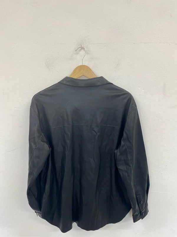 Pull & Bear Chic Black Faux Leather Shacket Size S SD002