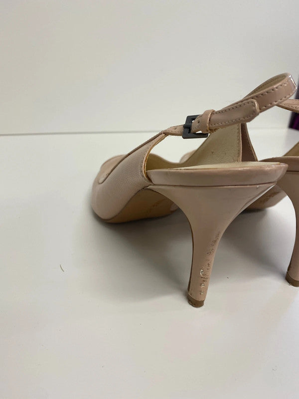 Fabulous Nine West Leather nude sling back shoes Uk7 KM005