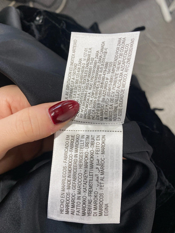 Lovely Zara black velvet look shirt shacket uk m-l AO001