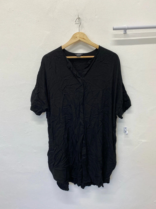 Fabulous Monki black tunic blouse UkS oversized arty boho IM001