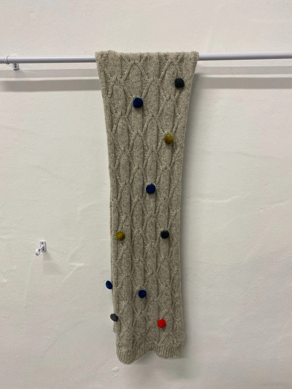 Fabulous Oatmeal Pom Pom wool blend knit scarf from White stuff MA003