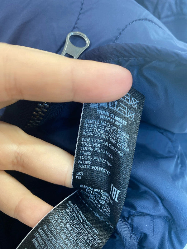 Per Una Stylish Navy Quilted Longline Puffer Jacket UK 10 JP001