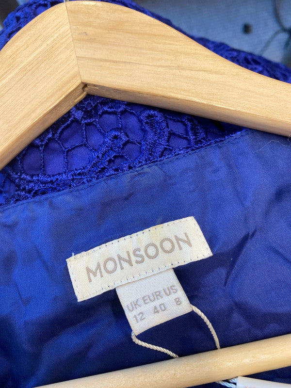 Fabulous Cobalt blue Monsoon overlay dress Uk12 Party Occasion LW005