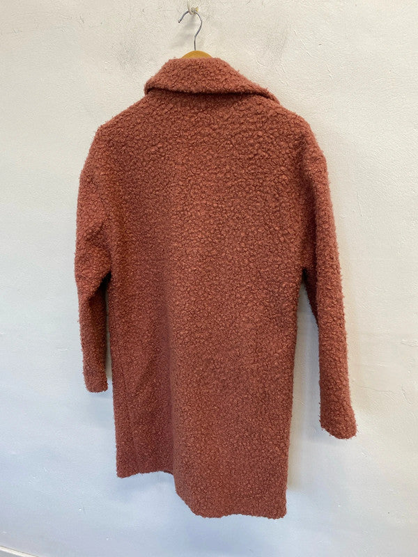 Fabulous M&S soft coral pink Teddy Coat Uk12 JR001