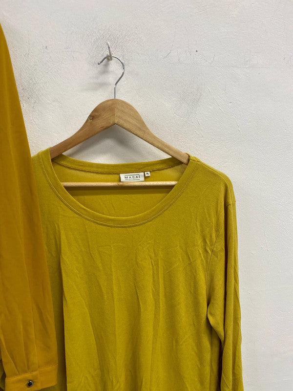 Lovely duo of mustard long sleeve tunic tops papaya masa UK XL #1 YM001