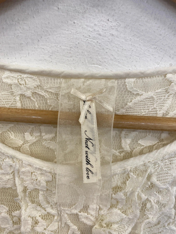 Next Elegant Cream Lace Mini Dress UK 10 SW001